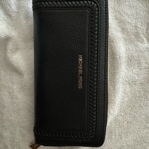Michael Kors Wallet Braided Trim Gold Letters